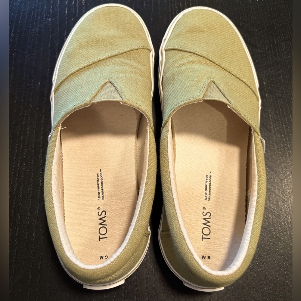 TOMS Alpargata Fenix Slip On Shoes, Cedar Green Washed Canvas, Size: Womens 9